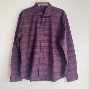 Toscano Men’s Plaid Button Down Cotton Shirt XL